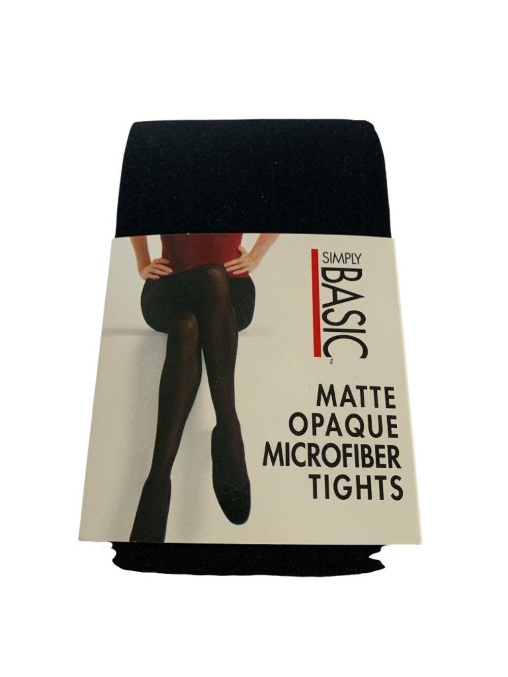 New Vintage Simply Basic Matte Opaque Microfiber Tights Black Size 2